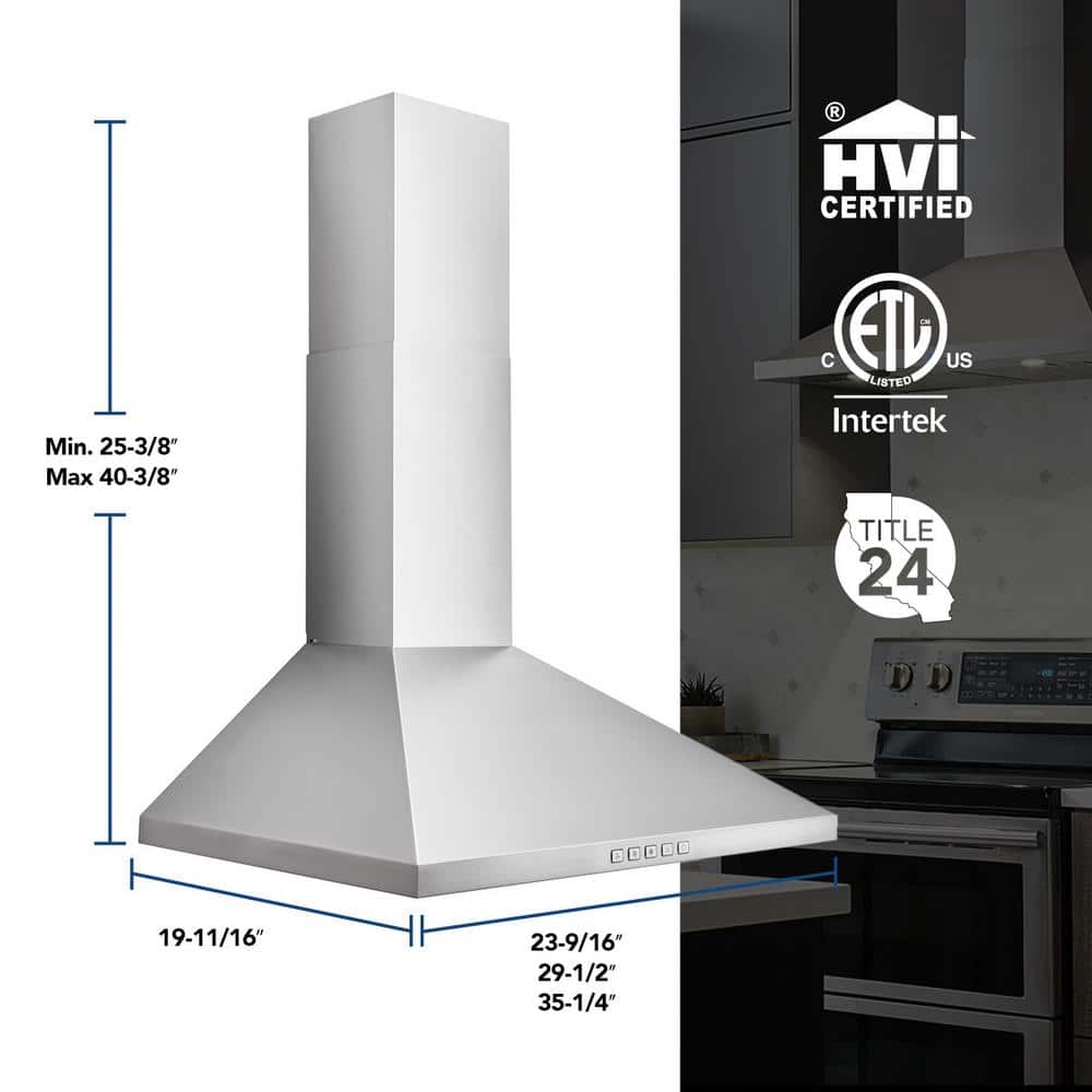 30-Inch Stainless Steel Convertible Wall-Mounted Range Hood