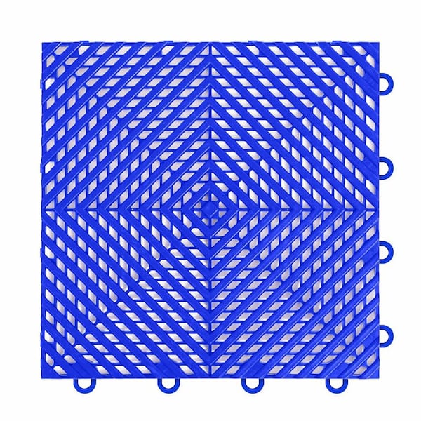 IncStores Nitro Vented 3/8 in. Garage Tiles, Shelby Blue, 12 in. x 12 in., 16-Pack, Covers 16 sq. ft., Interlocking Floor Tiles