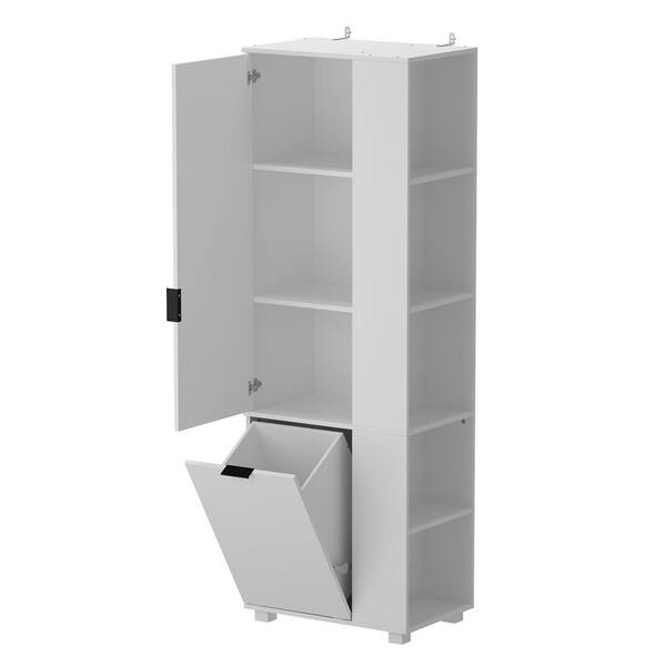 FUFU&GAGA 27.6-in W x 70.9-in H Wood Composite White Freestanding Utility Storage Cabinet