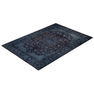 Blue 6 ft. 3 in. x 9 ft. 0 in.Fine Vibrance One-of-a-Kind Hand-Knotted Area Rug