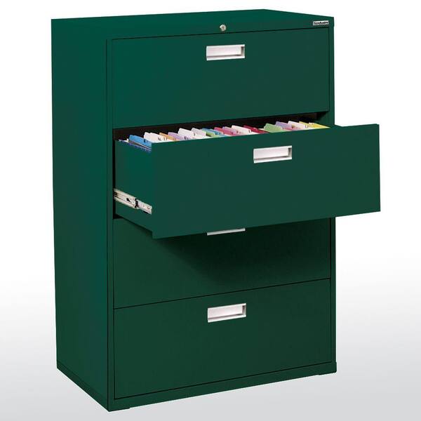 Sandusky 600 Series 36 in. W 4-Drawer Lateral File Cabinet in Forest Green