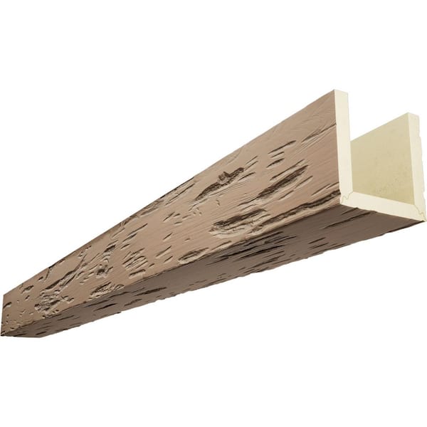 Ekena Millwork Endurathane 8 in. H x 6 in. W x 24 ft. L Pecky Cypress Oatmeal Faux Wood Beam