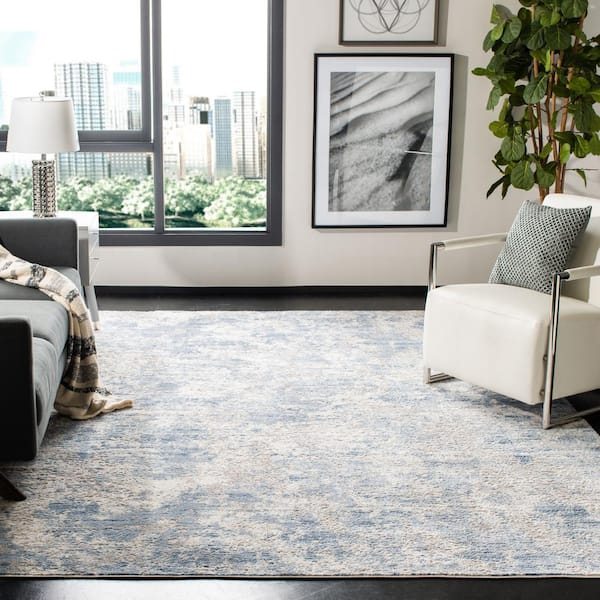 Amelia Gray/Blue 10 ft. x 14 ft. Distressed Abstract Area Rug