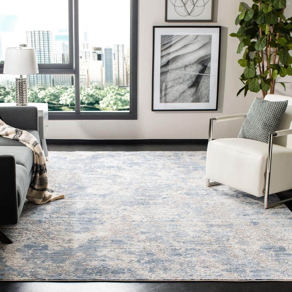 Amelia Gray/Blue 10 ft. x 14 ft. Distressed Abstract Area Rug - thumbnail 2
