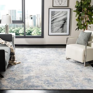 Amelia Gray/Blue 12 ft. x 18 ft. Distressed Abstract Area Rug