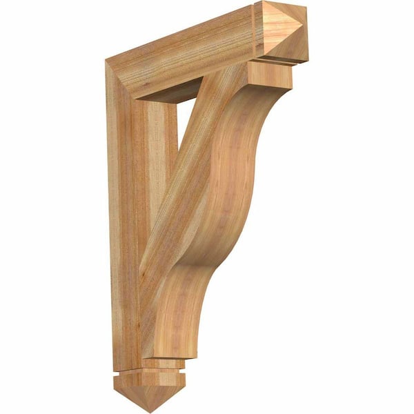 Ekena Millwork 6 in. x 42 in. x 34 in. Western Red Cedar Funston Arts and Crafts Rough Sawn Bracket