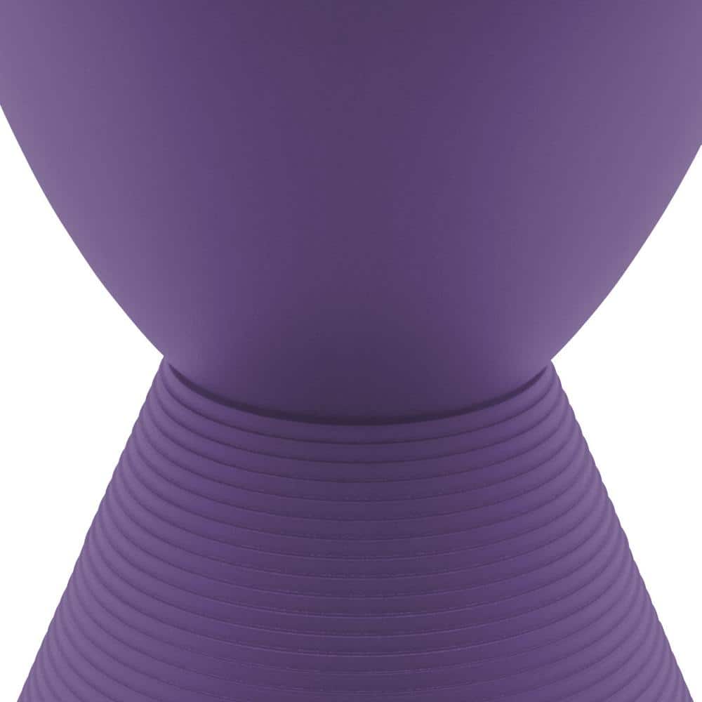 Purple Ribbed Round Plastic End Table