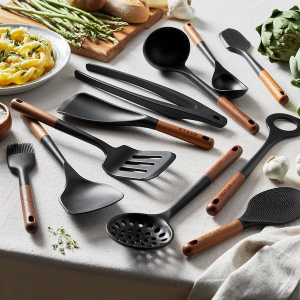 STAUB Silicone Black with Wood Handle 11-pc Cooking Utensil Set