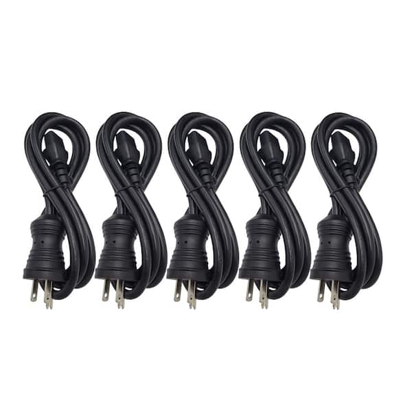 10 ft. 18 / 3 Hospital Grade AC Power Cord Indoor (NEMA 5-15PHG to IEC-60320-C13) Black 5-Pack