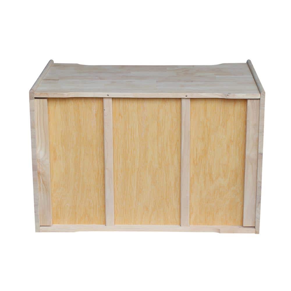 Unfinished Solid Wood 28" Storage Trunk with Safety Hinges
