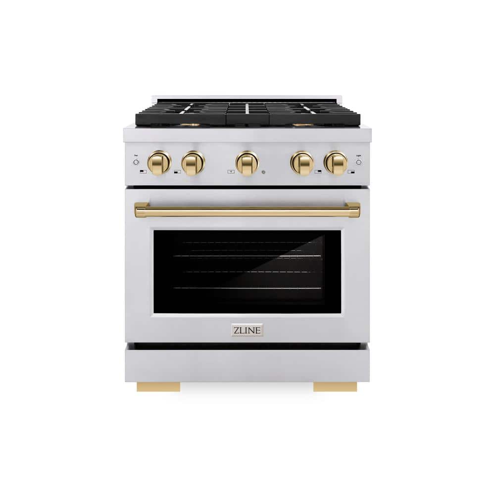 Autograph Edition 30 in. 4-Burner Freestanding Gas Range and Convection Oven in Stainless Steel and Polished Gold price history on PriceWatchPro