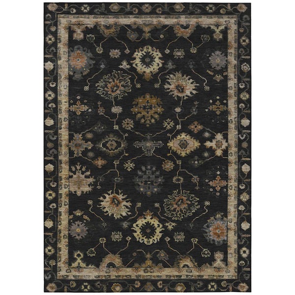 Chantille Machine Washable Indoor/Outdoor Abstract ACN2045 Black 2 ft. 6 in. x 3 ft. 10 in. Area Rug