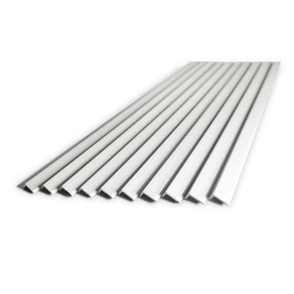 sunwings Matte Silver 36 in. x 0.18 in. Aluminum Peel and Stick Backsplash Tile Edge Trim (10 Piece)