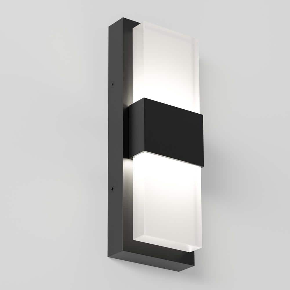 Medium Black Steel Modern Outdoor LED Lantern Sconce