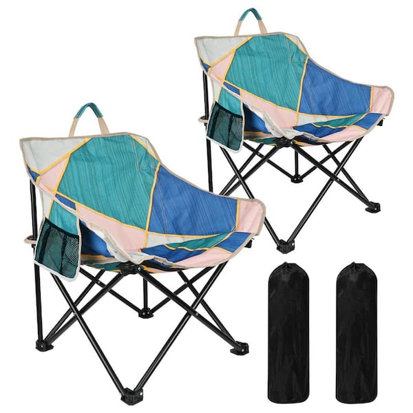 2-Pack Colorful Lozenge Camping Chair for Adults, Portable Folding Sofa Chair, Easy Set Up Patio Chair