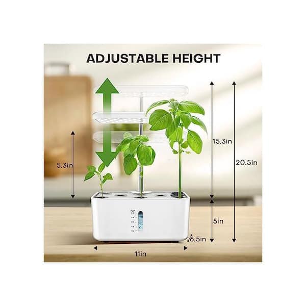 Phewnyzo 10-Pod Indoor Plastic Hydroponics Growing System with LED