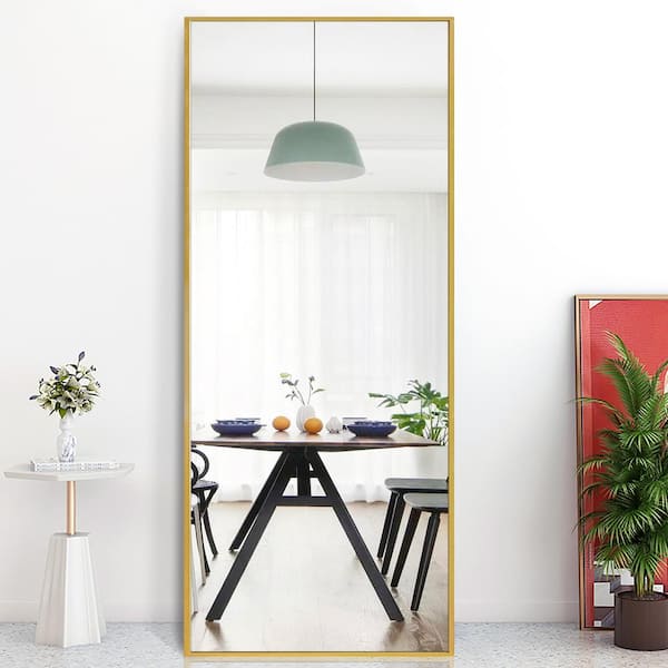 Lirago 59 in. x 20 in. Modern Rectangle Shape Metal Framed Gold Standing Mirror Full Length Floor Mirror Bedroom Living Room