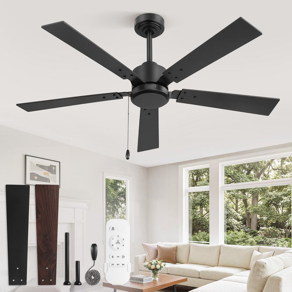 52 In Black Indoor/Outdoor Ceiling Fan without Light Remote/Chain Reversible DC Motor for Living Room Fandelier Downrod price history on PriceWatchPro