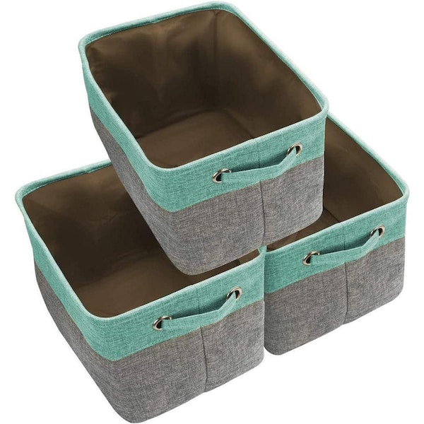 Sorbus 15 in. H x 10 in. W x 9 in. D Teal Fabric Cube Storage Bin