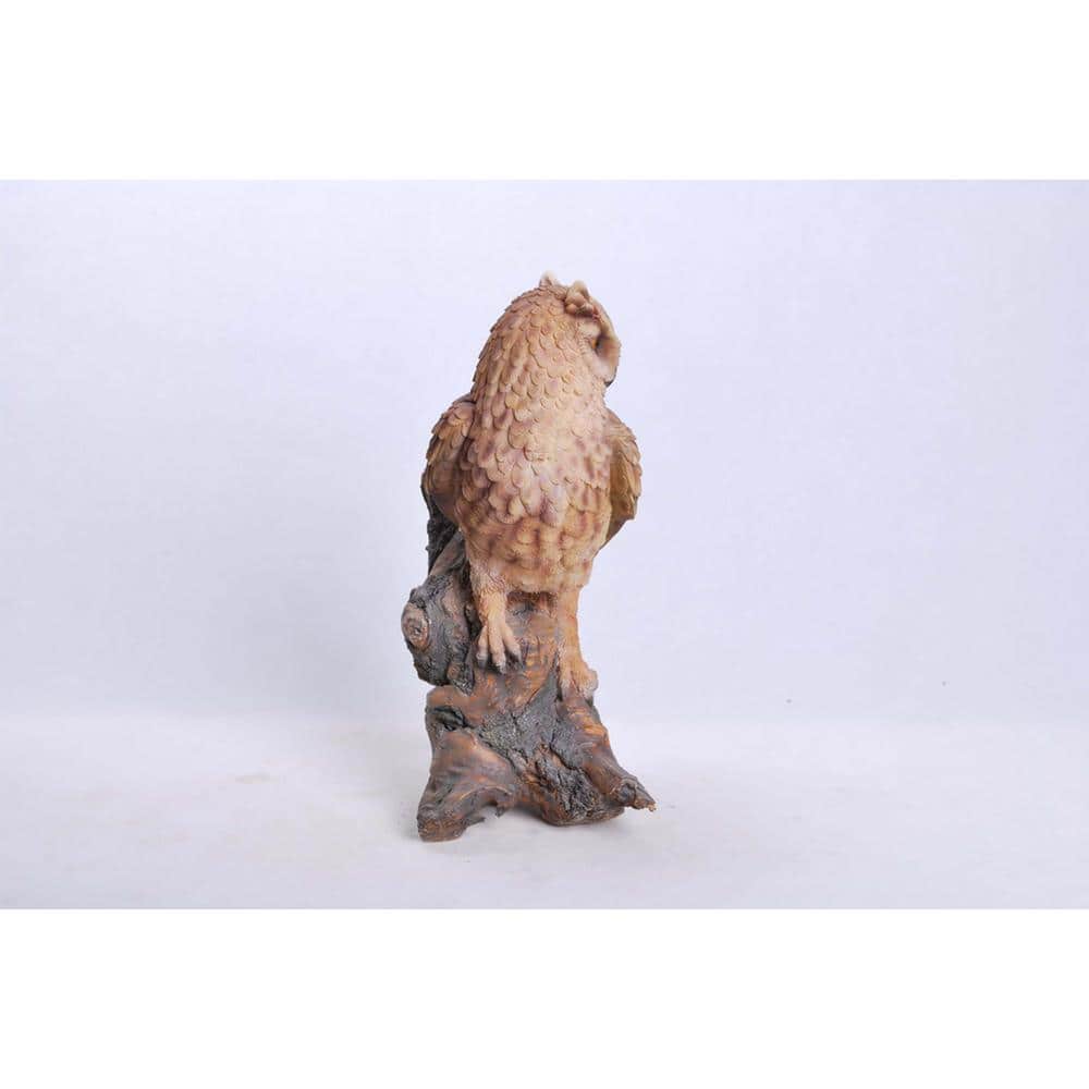 Great Horned Owl on Stump Polyresin Garden Statue