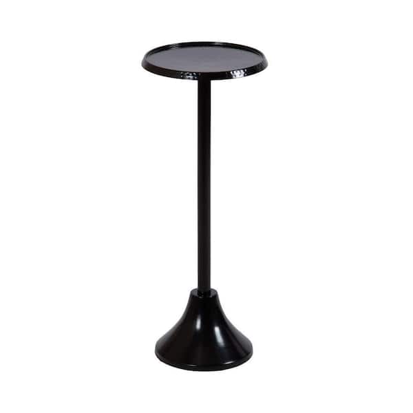 Sanzo 9 in. Black Round Metal End Table