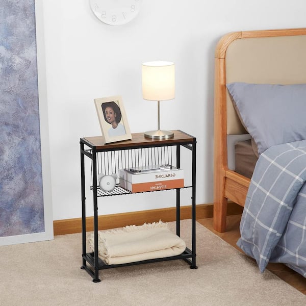 Rustic Brown 17 in. x 21.7 in. Wood Freestanding Magazine Rack