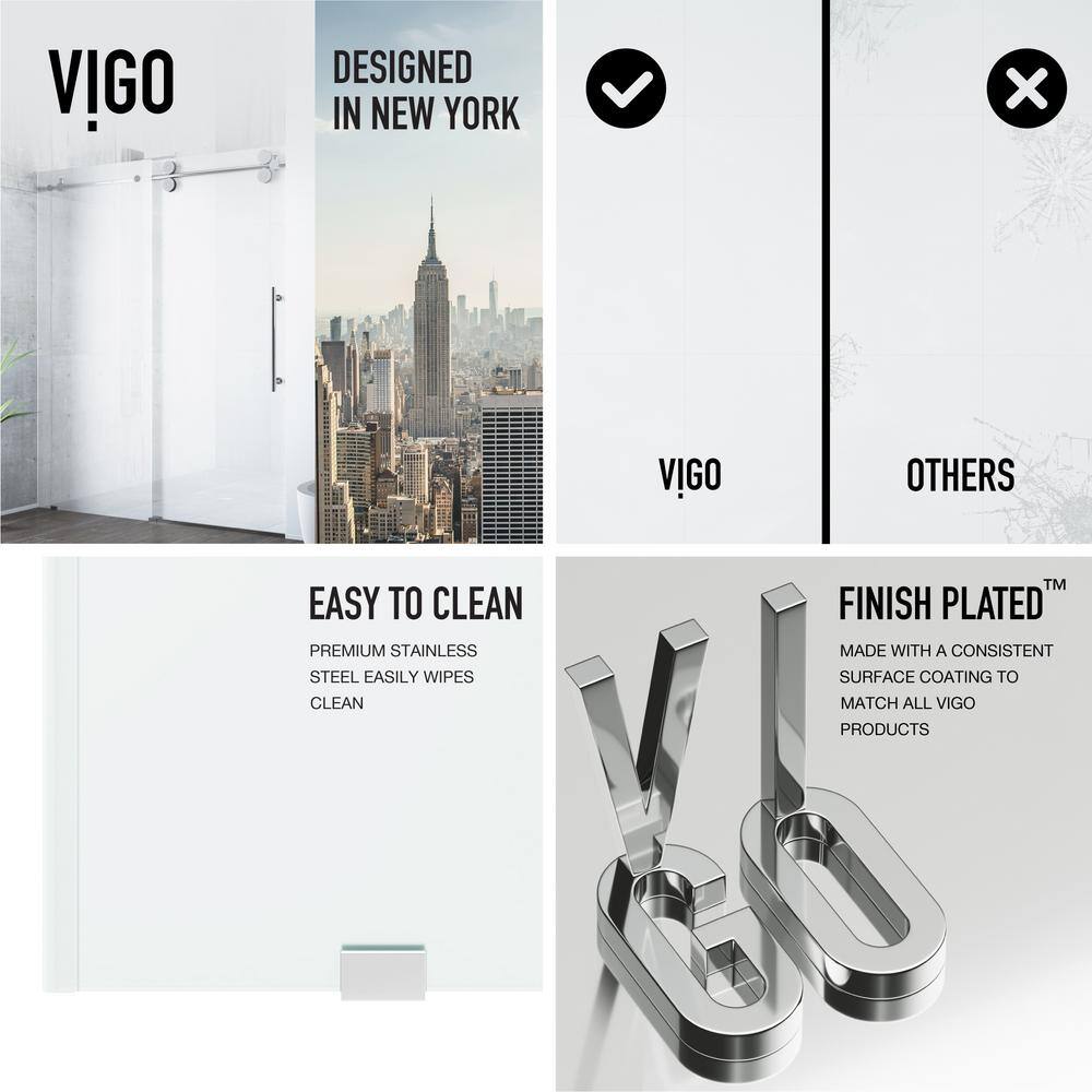 Frameless 60" Frosted Glass Sliding Shower Door with Brushed Stainless Steel Hardware