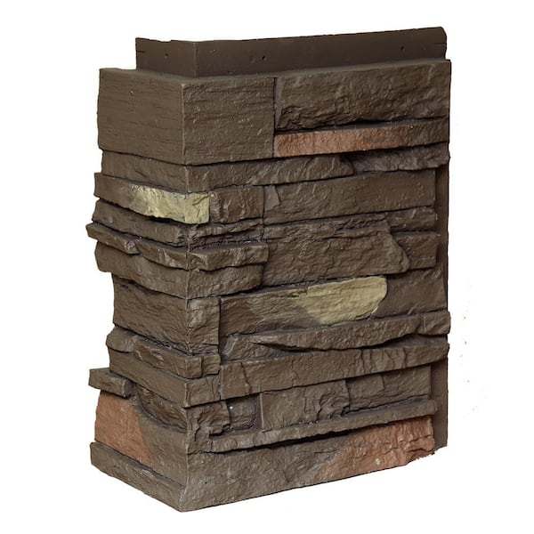 NextStone Country Ledgestone Himalayan Brown 10.25 in. x 3.5 in. Faux Stone Siding Corner (4-Pack)