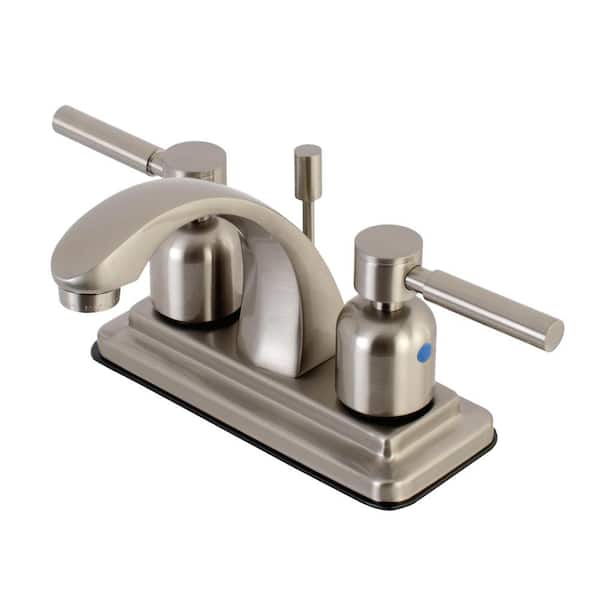 Kingston Brass 4 in. Centerset Double Handle Bathroom Faucet in Brushed Nickel