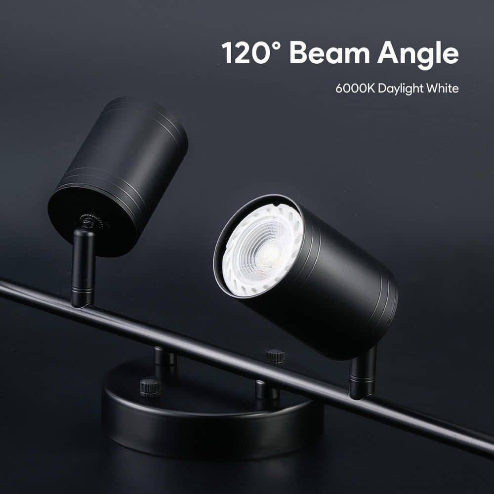 Matte Black Adjustable 6-Light Track Fixture with LED Bulbs