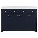 Everdean 49 in. W x 19 in. D x 34 in. H Single Sink Freestanding Bath Vanity in Deep Blue with White Cultured Marble Top