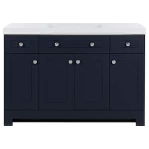 Everdean 49 in. W x 19 in. D x 34 in. H Single Sink Freestanding Bath Vanity in Deep Blue with White Cultured Marble Top