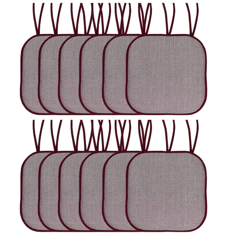 Cameron Square Memory Foam 16 in.x16 in. Non-Slip Back, Chair Cushion with Ties (12-Pack), Wine/White price history on PriceWatchPro