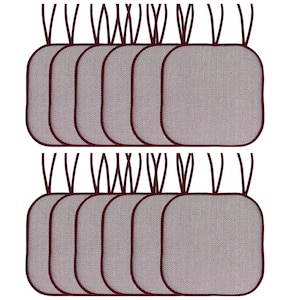 Cameron Square Memory Foam 16 in.x16 in. Non-Slip Back, Chair Cushion with Ties (12-Pack), Wine/White