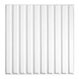1/16 in. x 19.7 in. x 19.7 in. Pure White Slat Fluted 3D Decorative PVC Wall Panels (12-Sheets/32 sq. ft.)