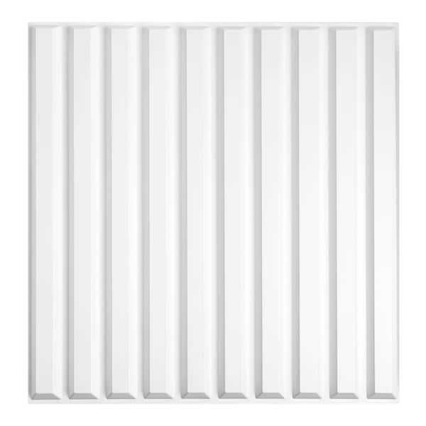 Yipscazo 1/16 in. x 19.7 in. x 19.7 in. Pure White Slat Fluted 3D Decorative PVC Wall Panels (12-Sheets/32 sq. ft.)