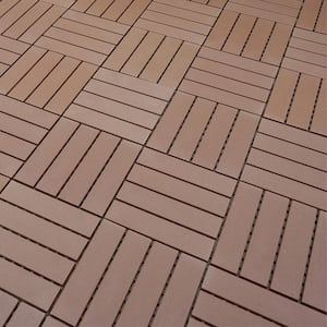 1 ft. x 1 ft. All-Weather Plastic Square Interlocking Patio Deck Tiles, Outdoor Striped Pattern Flooring Tile(44-Pack)