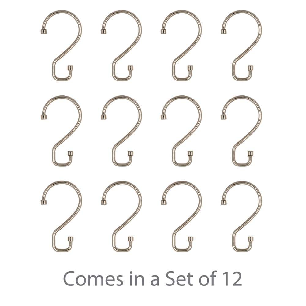 Silver Metal S-Hook Shower Curtain Rings Set of 12