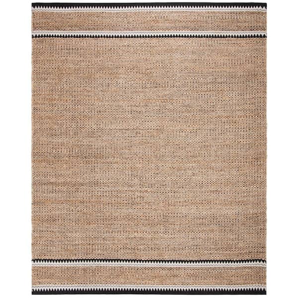 SAFAVIEH Natural Fiber Beige/Black 9 ft. x 12 ft. Woven Border Area Rug