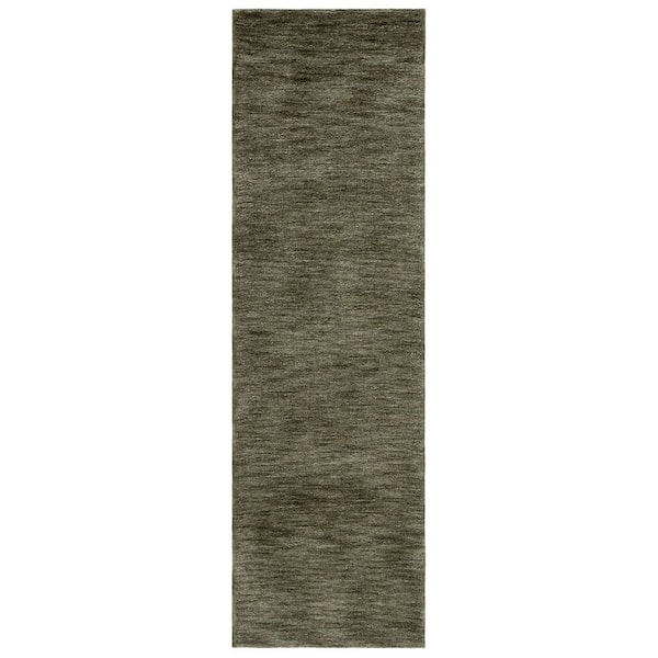 Carmine 2 ft. x 8 ft. Green Modern Solid Runner Rug