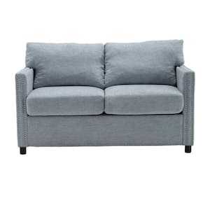 52 in. Blue Chenille 2-Seater Loveseat with Thick Removable Seat Cushion
