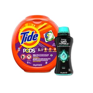 Pods Spring Meadows Laundry Detergent Pods (81-Count) Plus 26.5 oz. Unstopables Fresh Scent Booster Beads Bundle