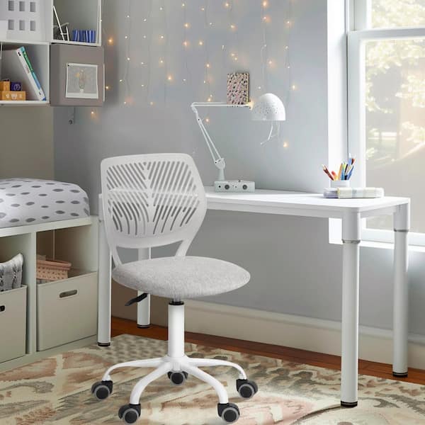 Homy Casa CARNAT Kids Desk Chair Set of 2, Adjustable Swivel Chair with Cushioned Seat and Lumbar Support in Blush Pink and Grey