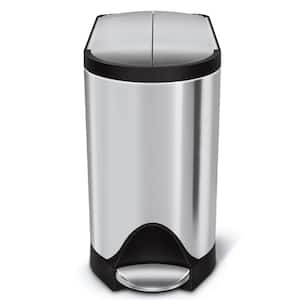 10-Liter Fingerprint-Proof Brushed Stainless Steel Butterfly Step-On Trash Can