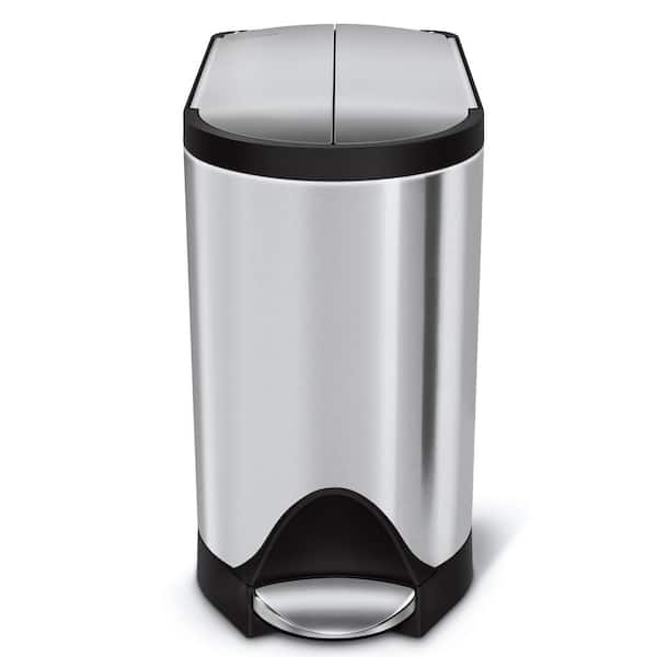 simplehuman 10-Liter Fingerprint-Proof Brushed Stainless Steel Butterfly Step-On Trash Can