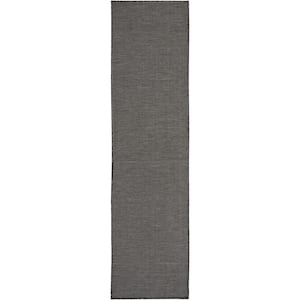8' Runner ft. Charcoal Solid Color Area Rug
