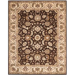 Royalty Chocolate/Beige 8 ft. x 10 ft. Floral Border Area Rug
