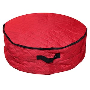 36 in. Artificial D Red Quilted 2 in 1 Zip Up Christmas Garland and Wreath Storage Bag