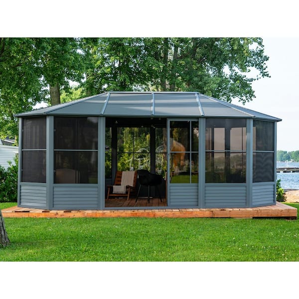 12 ft. x 18 ft. Florence Solarium Metal Roof Slate