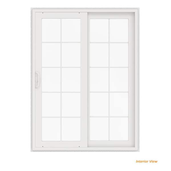 60 in. x 80 in. V-4500 White Vinyl Right-Hand 10 Lite Sliding Patio Door
